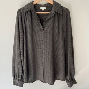 Max Studio Women's Gray Checkered Button-Down Shirt